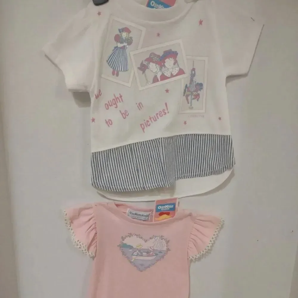 👍 NOS Vintage Oshkosh 2T Set of Two Shirts Very HTF 1980s. K1